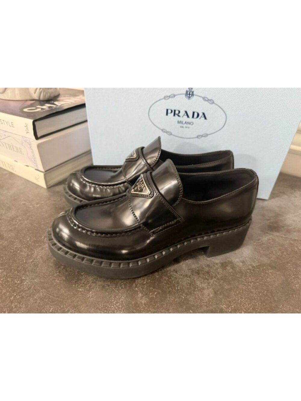 PRADA Chocolate brushed leather loafers Black Size 37 7 - Picture 3 of 9